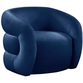 Pr-4753-2528392 Pemberly Row Contemporary Velvet Accent Chair With Curved Back In Soft Navy