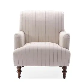 Pr-4753-2532733 Pemberly Row Sea Oat Beige With Charcoal Stripe Polyester Fabric Arm Chair