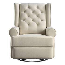 Pemberly Row Pr-4753-2699400 Traditional Fabric Usb Glider And Recliner In Natural