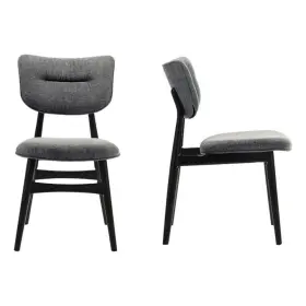 Pr-4753-2742578 Pemberly Row Solid Wood Dining Chairs In Gray Fabric Upholstery Set Of 2