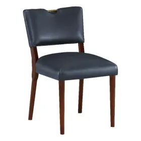 Pr-4753-2758595 Pemberly Row Midnight Blue Faux Leather Dining Chair - Set Of 2