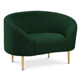 Pr-4753-2797808 Pemberly Row Contemporary Boucle Fabric And Metal Chair In Green/gold