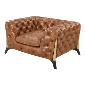 Pr-4753-2799497 Pemberly Row Pemberley Top Grain Leather Chesterfield Tufted Arm Chair In Light Brown