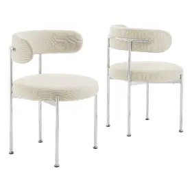 Pr-4753-2800351 Pemberly Row 18 Inch Fabric Dining Chair In Beige And Silver Set Of 2
