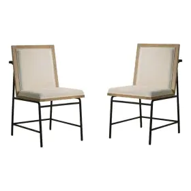 Pr-4753-2812488 Pemberly Row Set Of 2 Oak Finish Wood Dining Chairs With Metal Legs