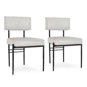 Pemberly Row Pr-4753-2847900 Set Of 2 Leather Upholstered Dining Chair In Off White