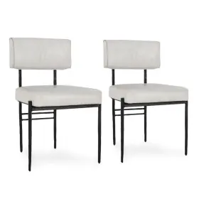 Pr-4753-2847900 Pemberly Row Set Of 2 Leather Upholstered Dining Chair In Off White