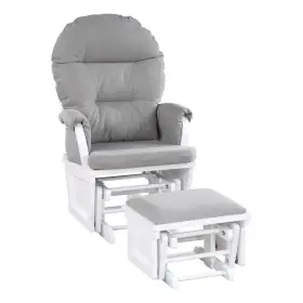 Pr-4753-2857807 Pemberly Row Contemporary Glider And Ottoman White Wood Oyster Fabric