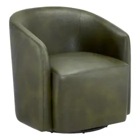 Pr-4753-2876970 Pemberly Row Modern Fern Green Faux Leather Swivel Barrel Chair