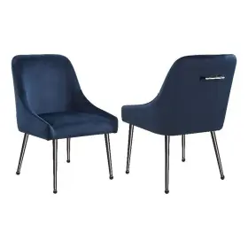Pr-4753-2896120 Pemberly Row Contemporary Fabric Upholstered Dining Side Chairs In Blue