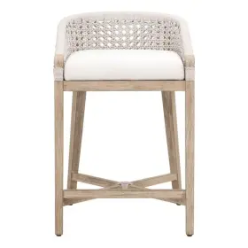 Pr-4753-2907040 Pemberly Row Rope Seat Counter Stool 21 Inch W In White With Mahogany Base