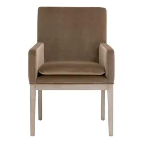 Pr-4753-2934404 Pemberly Row Velvet Arm Chair 24 Inch X 34 In Brown With Oak Base