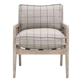 Pemberly Row Pr-4753-2934409 Cane And Oak Club Chair 26.5 Inch X 33 In Windowpane Gray