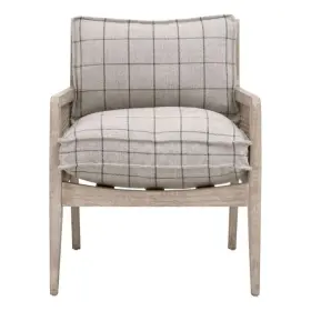 Pr-4753-2934409 Pemberly Row Cane And Oak Club Chair 26.5 Inch X 33 In Windowpane Gray