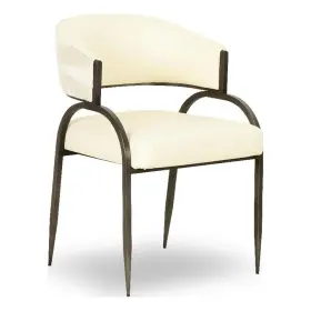 Pr-4753-2961886 Pemberly Row Cream Vegan Leather And 2-tone Jacquard Dining Chair