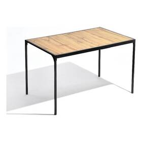 Pemberly Row Pr-4753-2976172 47 Inch Dining Table Oak Look Top Black Metal Frame For 4