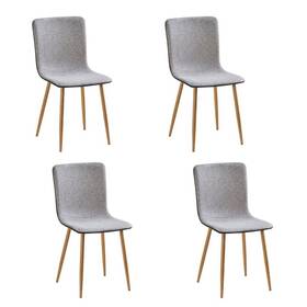 Pemberly Row Pr-4753-2976597 Grey Fabric Dining Chairs Set Of 4 Oak Print Metal Legs