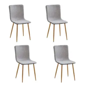 Pr-4753-2976597 Pemberly Row Grey Fabric Dining Chairs Set Of 4 Oak Print Metal Legs