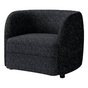 Pemberly Row Pr-4753-2995389 37 Inch Accent Chair Plush Black Boucle Curved Kidney Shape