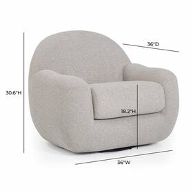 Pemberly Row Pr-4753-3000528 Contemporary Warm Gray Boucle Upholstered Swivel Chair