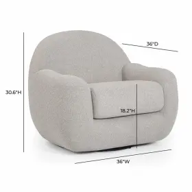 Pr-4753-3000528 Pemberly Row Contemporary Warm Gray Boucle Upholstered Swivel Chair
