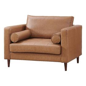 Pemberly Row Pr-4753-3011259 Contemporary Eco Leather Arm Chair In Light Brown