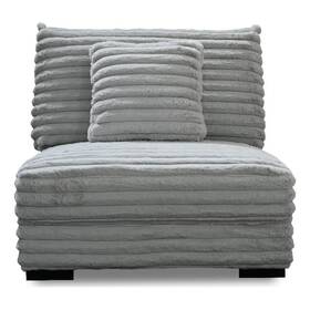 Pemberly Row Pr-4753-3012370 Armless Accent Chair In Gray Polyester Corduroy Soft Cushioned