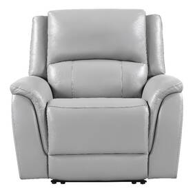 Pemberly Row Pr-4753-3012573 Faux Leather Contemporary Power Recliner In Gray