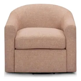 Pr-4753-3023564 Pemberly Row Contemporary Accent Blush Basketweave Swivel Chair