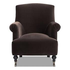 Pemberly Row Pr-4753-3116810 30 Inch Pleated Sock Arm Accent Armchair In Brown Performance Velvet