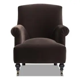 Pr-4753-3116810 Pemberly Row 30 Inch Pleated Sock Arm Accent Armchair In Brown Performance Velvet