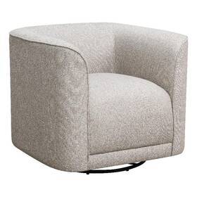 Pemberly Row Pr-4753-3168526 33 Inch Solid Wood Swivel Accent Chair With Pocketed Coils - Sand Beige