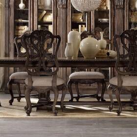 Pemberly Row Pr-4753-509825 Traditional Wood Rhapsody Back Dining Chair In Rustic Walnut