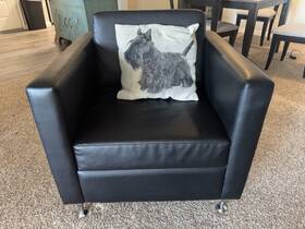 Persuasion 560z1 Onyx Black Accent Chair Armless Modern Chrome Legs Polyurethane Foam