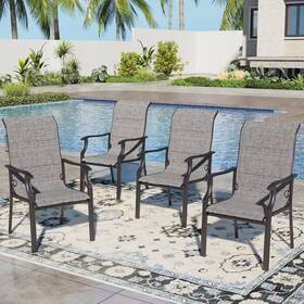 Phi Villa 445003277241 Ergonomic High Back Padded Text Ilene Metal Outdoor Dining Chair Set Of 4