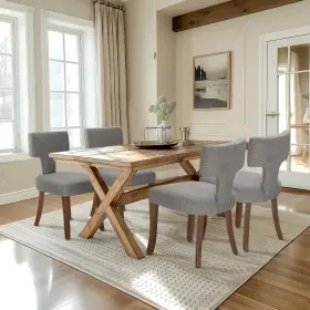 Pv212gy Phi Villa Set Of 4 Faux Leather Dining Room Kitchen Armless Chairs Backrest Furniture Gray
