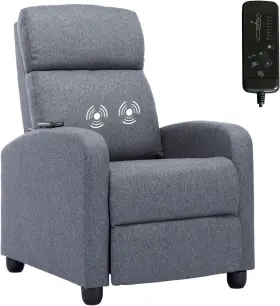 Phoenix Home 313520332935 Modern Massage Recliner Comfortable Fabric Chair For Adults Classic Gray