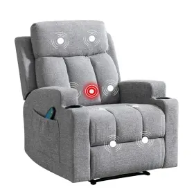 Cnn0082 Phoenix Home Manual Recliner Chair With Massage And Heat Ergonomic Overstuffed Breathable