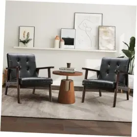 Cnn0132 Phoenix Home Accent Chair Mid-century Modern Set Of Standard 2 Black2