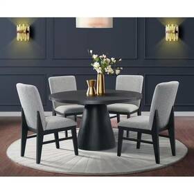 Picket House Furnishings 744759561961 Canal Black Wood Grey Fabric Pgy1113-4 Side Chair 2 Per Carton