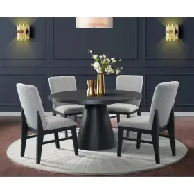 Pgy1113-4 Picket House Furnishings 744759561961 Canal Black Wood Grey Fabric Side Chair 2 Per Carton