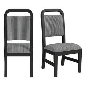 Picket House Furnishings D-14440-8w-sc Woodridge Dining Side Chair With Grey Fabric In Black Grain 2 Per Carton