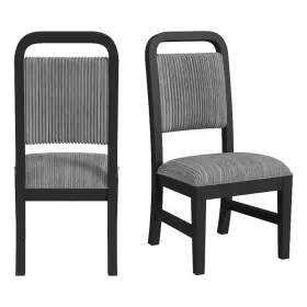 D-14440-8w-sc Picket House Furnishings Woodridge Dining Side Chair With Grey Fabric In Black Grain 2 Per Carton
