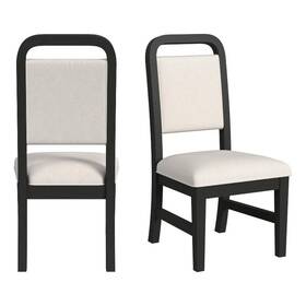 Picket House Furnishings D-14440-8w-sc2 Woodridge Dining Side Chair With Whitefabric In Black Grain 2 Per Carton