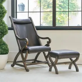 Lht140101 Picket House Furnishings Odessa Chair And Ottoman Set In Brown