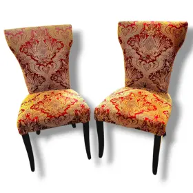 2500091 Pier 1 Imports 2 One Accent Upholstered Chairs Paisley Burgundy High Back Dining