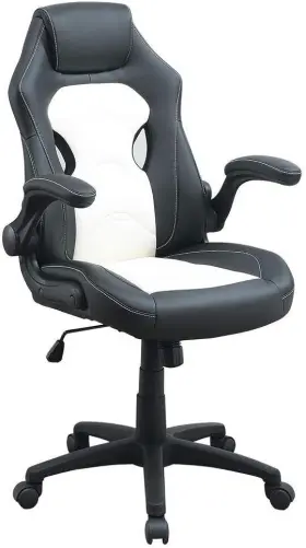 Platinum-level Office Chairs 742169079878 Ergonomic Black And White Upholstered Chair For Gaming Work Comfort