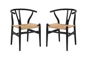 Poly And Bark 672168582195 New In Box Set Of 2 Weave Chairs - Solid Wood Frame