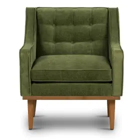 Hd-lr-9211-310 Poly And Bark Lounge Armchair Button-tufted Wood Frame Distressed Green Velvet