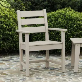 Pk02-tld220-sa Polywood Grant Park Sand Outdoor Plastic Dining Arm Chair Pack Of 2